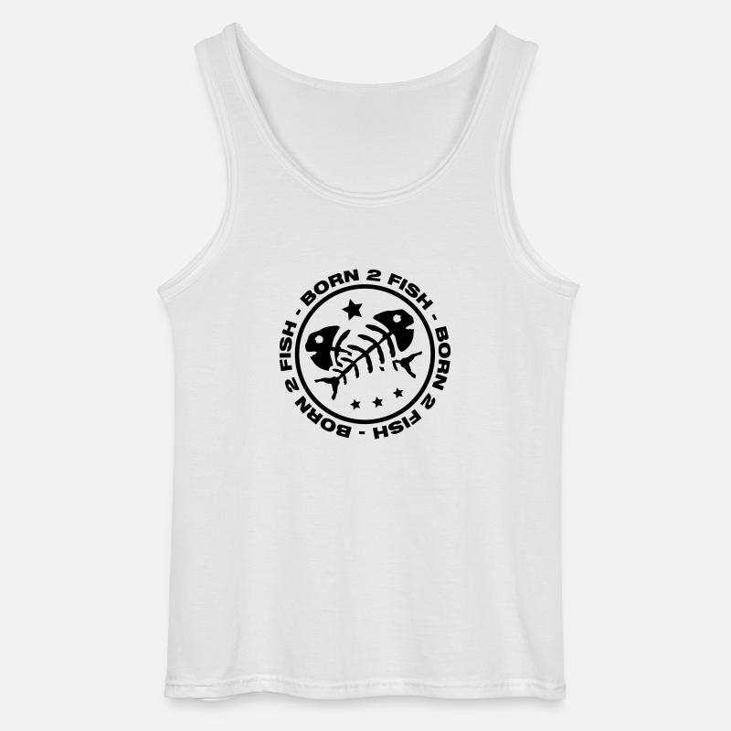born_2_fish_aa1 - Gildan Männer Tank Top - Weiß