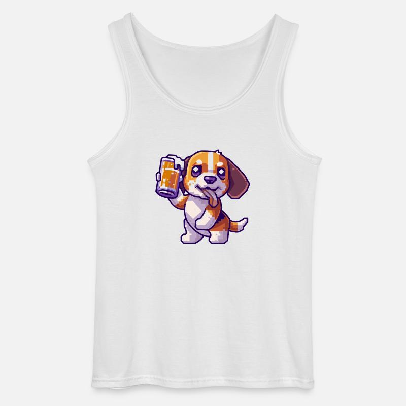 Beagle Hunde Pixel Bier - Gildan Männer Tank Top - Weiß