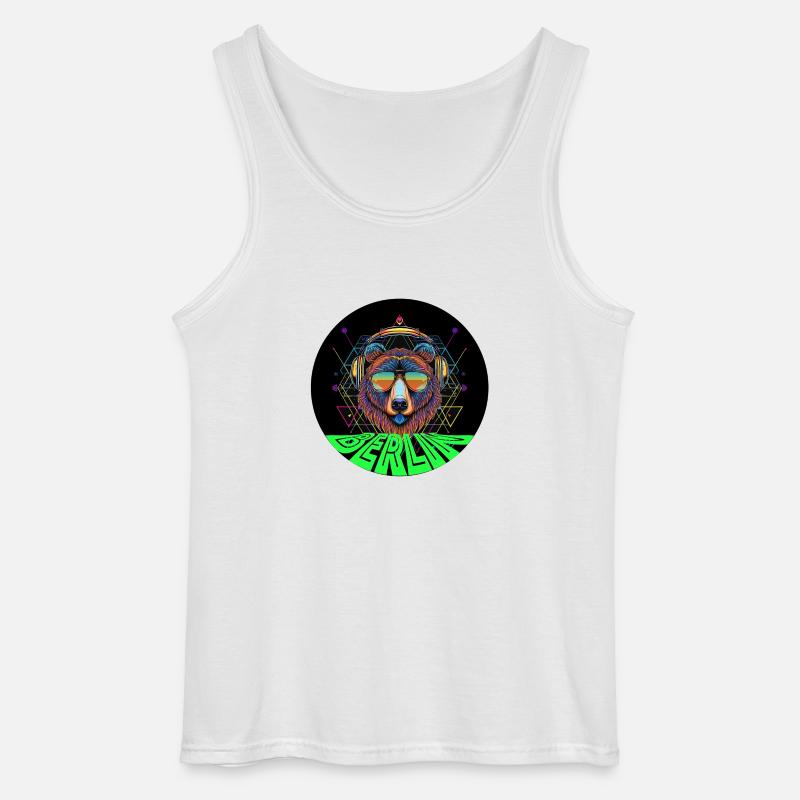 rund Bär mit Kopfhörer techno - Gildan Männer Tank Top - Weiß