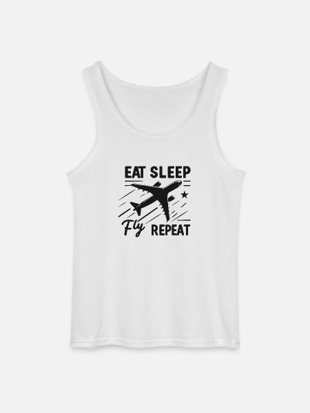 Eat Sleep Fly Repeat - Gildan Men’s Tank Top - white