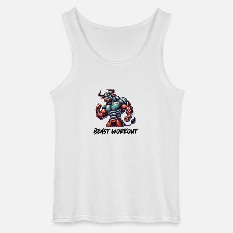 Stier Beast Workout - Gildan Männer Tank Top - Weiß
