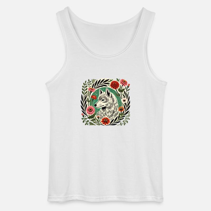 Wolf - Gildan Männer Tank Top - Weiß
