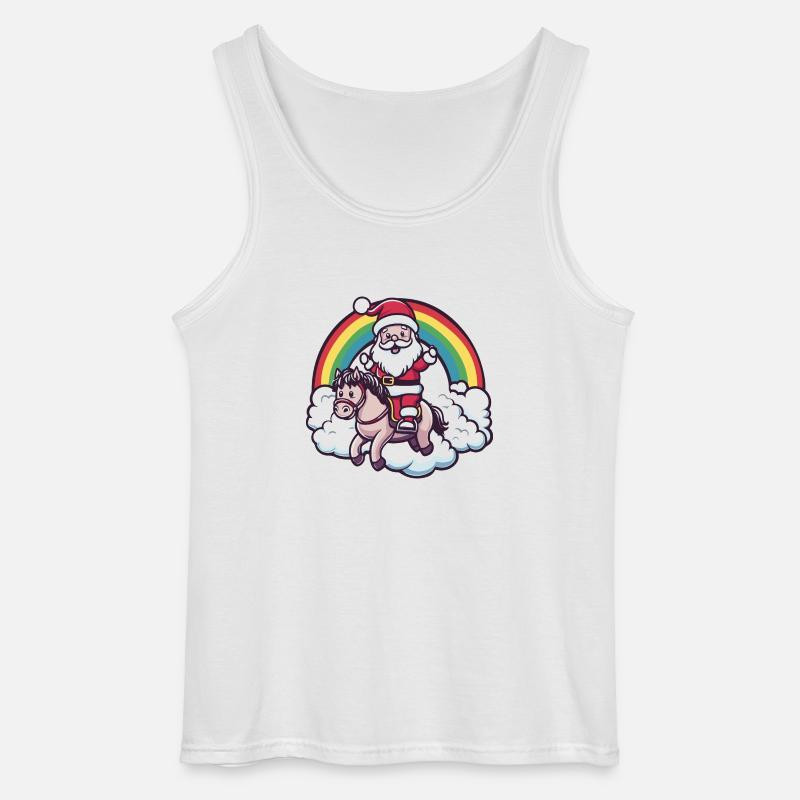 Pferd Weihnachtsmann Regenbogen - Gildan Männer Tank Top - Weiß