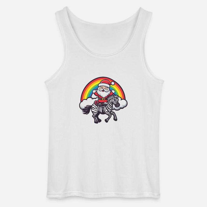 Zebra Weihnachtsmann Regenbogen - Gildan Männer Tank Top - Weiß