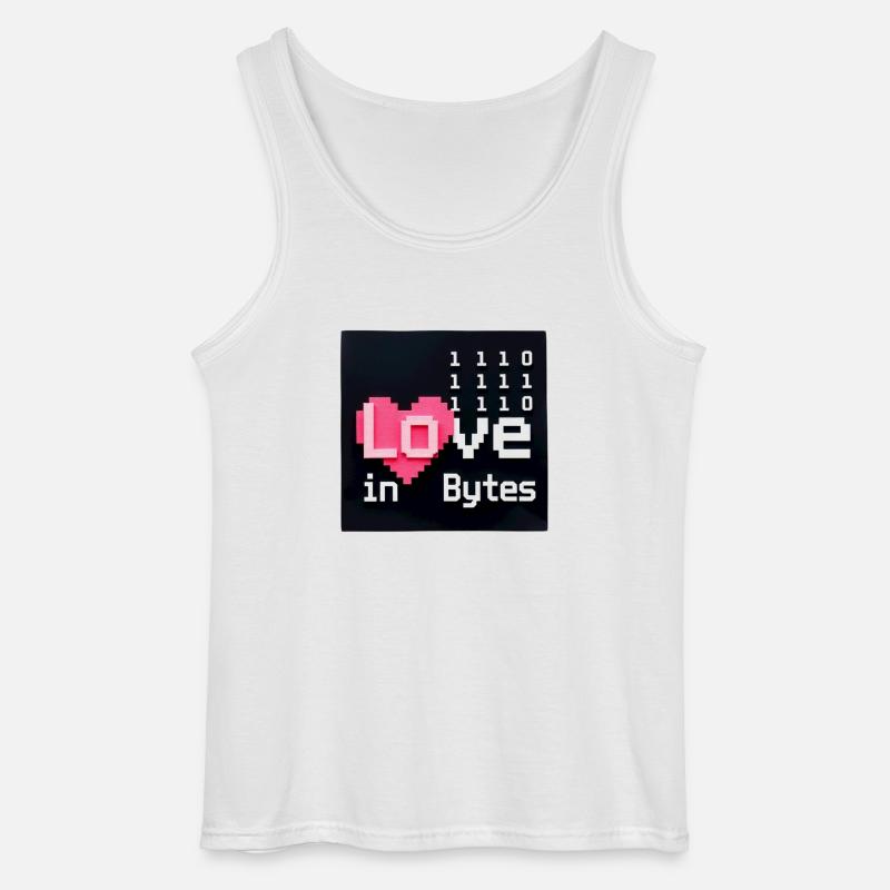 Liebe in Bytes Pixel Art - Gildan Männer Tank Top - Weiß