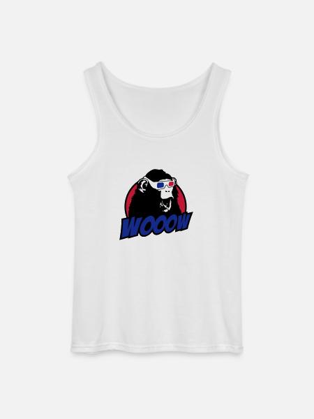 3D Glasses amazed Monkey - Gildan Men’s Tank Top - white
