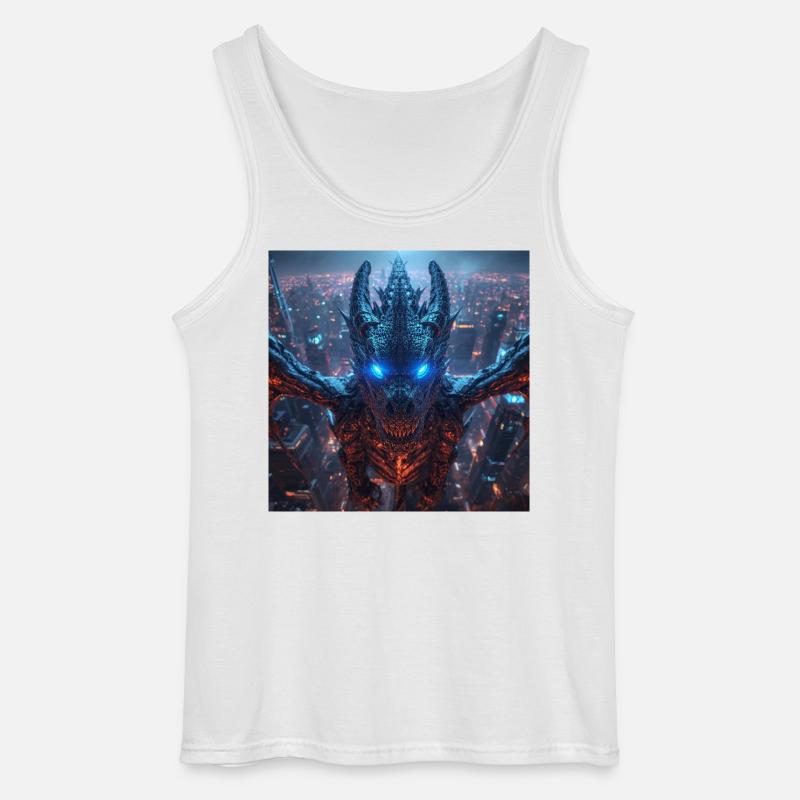 Neon Drache über Skyline - Gildan Männer Tank Top - Weiß