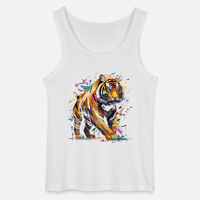 Wütender Tiger. Wut im Graffiti-Stil. - Gildan Männer Tank Top - Weiß