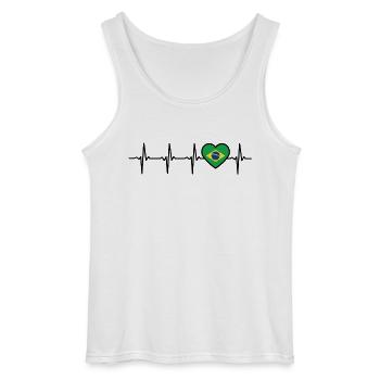 Brésil Heartbeat Flag Brasili T-shirt Brasil - Débardeur Gildan Homme - blanc - Devant - AI Model Male 185 dark (185cm)
