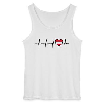 Austria Heartbeat Flag Austrians - Gildan Men’s Tank Top - white - Front - AI Model Male 185 dark (185cm)