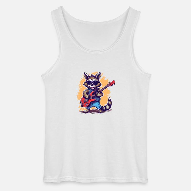 Lustiger Waschbär-E-Gitarrist Rock'n'Roll - Gildan Männer Tank Top - Weiß