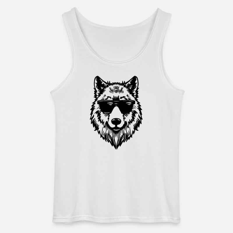 Wolf - Gildan Männer Tank Top - Weiß