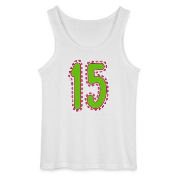 15. 15 JAHRE. 15. JAHRESTAG. 15-JÄHRIGES JUBILÄUM. - Gildan Männer Tank Top - Weiß - Vorne - AI Model Male 185 dark (185cm)