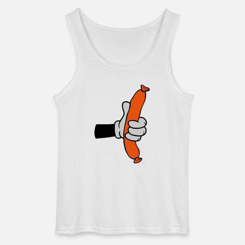 Comic Hand hält Wurst - Gildan Männer Tank Top - Weiß