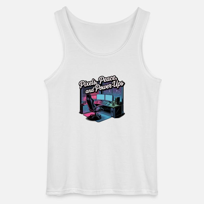 Pixels, Peace & Power-Ups – Gaming-Setup - Gildan Männer Tank Top - Weiß