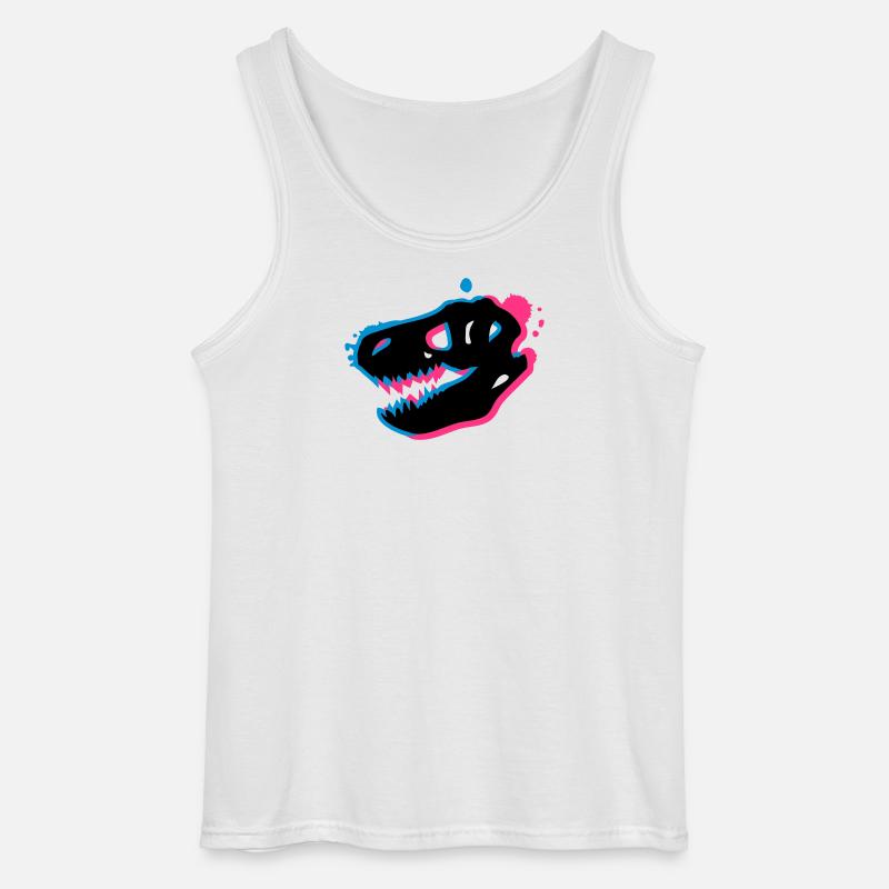 T Rex Schädel 3-D - Gildan Männer Tank Top - Weiß