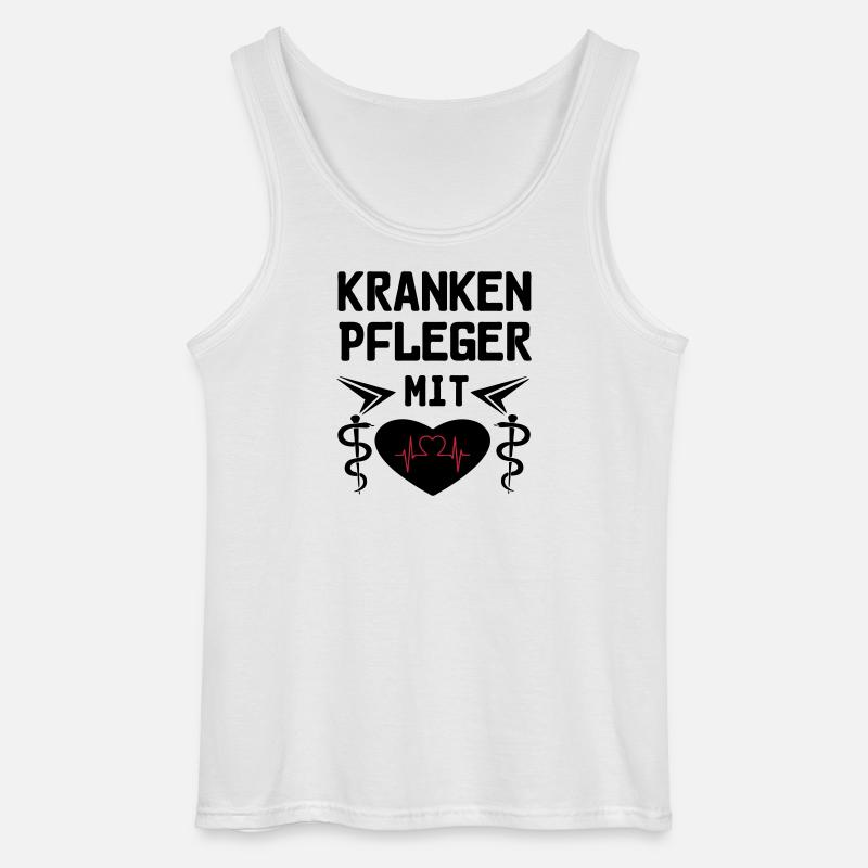 Krankenpfleger mit Herz Geschenk - Gildan Männer Tank Top - Weiß
