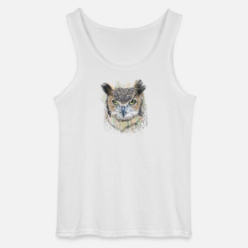 Eule - Gildan Männer Tank Top - Weiß