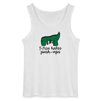 T-Rex hates push-ups - Gildan Men’s Tank Top - white - Front - AI Model Male 185 dark (185cm)
