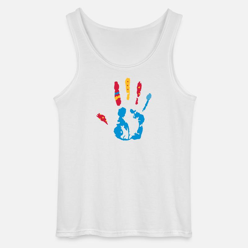 bunter Handabdruck mit verschiedene Formen - Gildan Männer Tank Top - Weiß