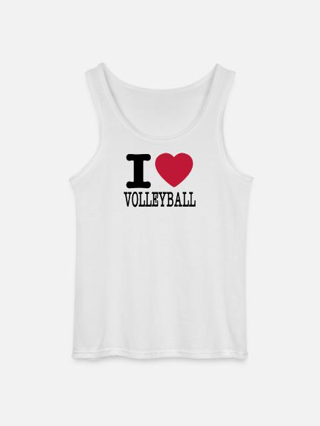 i love volleyball / ik hou van volleybal shirt - Gildan mannen tanktop - wit