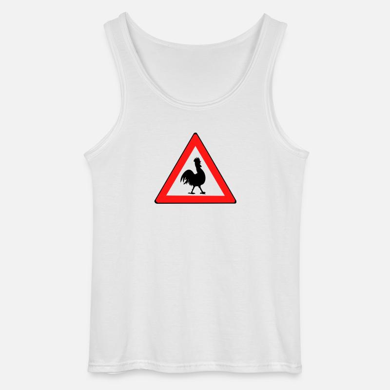 Hühnerwarnschild mit Humor - Gildan Männer Tank Top - Weiß