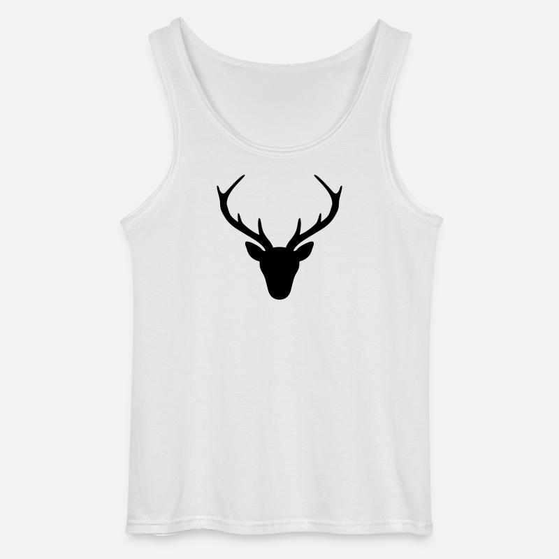 Hirsch Geweih Silhouette Jagd Jäger Geschenk - Gildan Männer Tank Top - Weiß