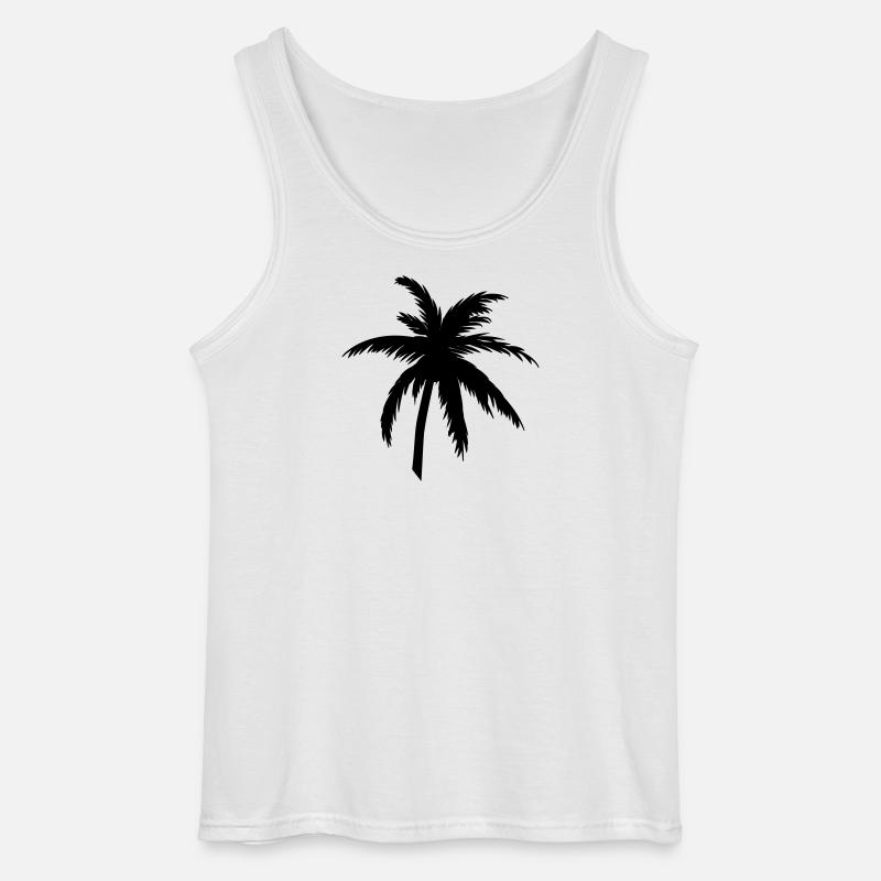 Palme Silhouette Schwarz – Tropical Style - Gildan Männer Tank Top - Weiß