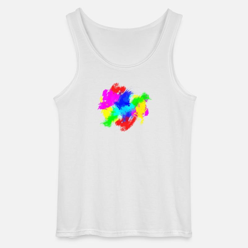 Farbklecks Bunt Farbspritzer - Gildan Männer Tank Top - Weiß