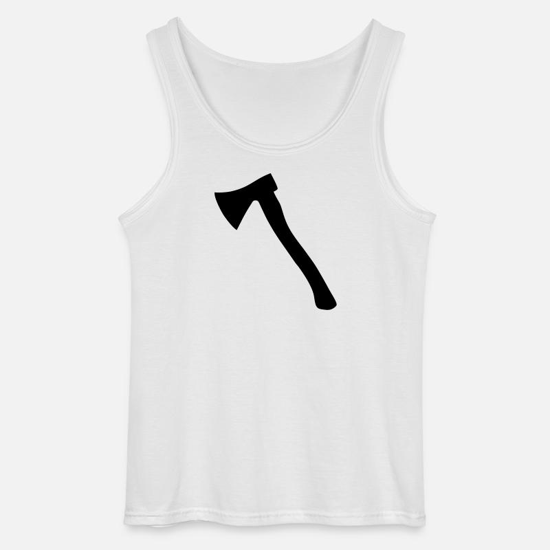 Beil (Schräg) Axt, Werkzeug, Holzhacken - Gildan Männer Tank Top - Weiß