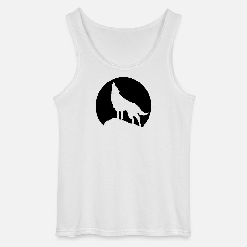 Wolf - Mond - Gildan Männer Tank Top - Weiß