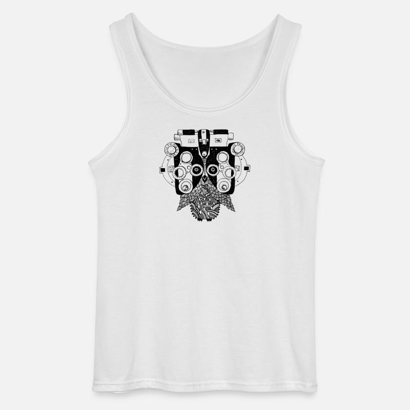 Phoropter Eule beim Sehtest - Gildan Männer Tank Top - Weiß