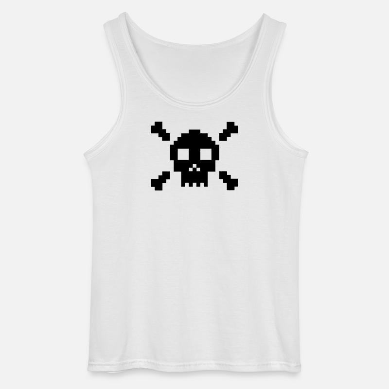 Pixel Totenkopf - Gildan Männer Tank Top - Weiß
