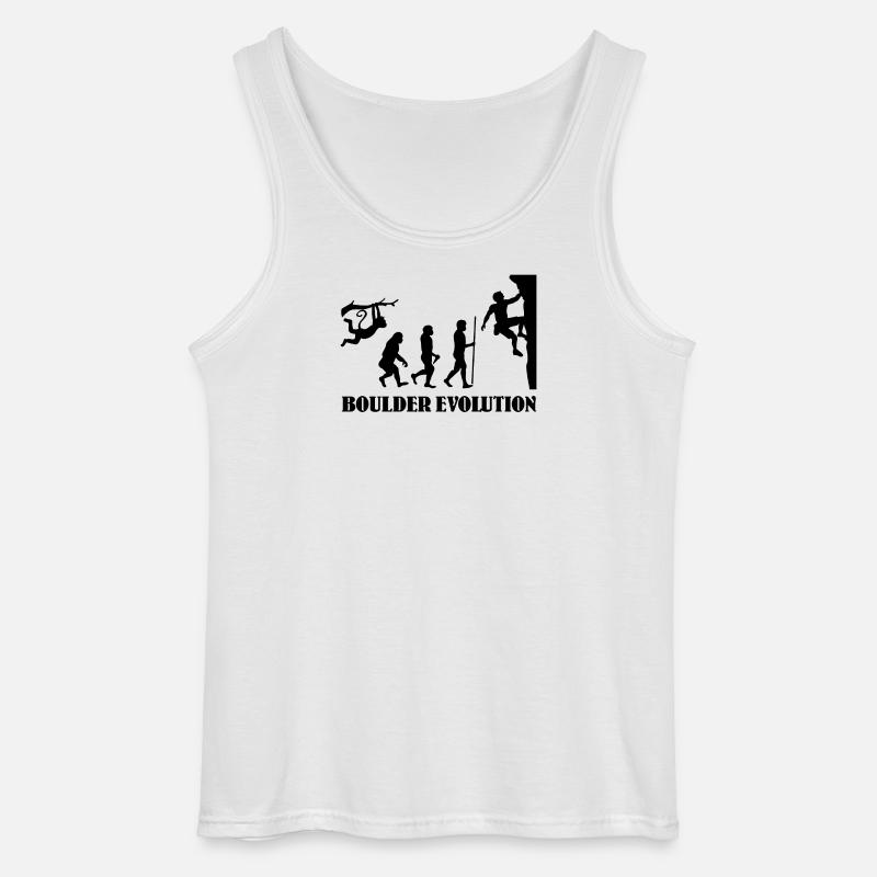 Boulder Evolution Climbing Mountaineering Boulderer - Gildan Men’s Tank Top - white