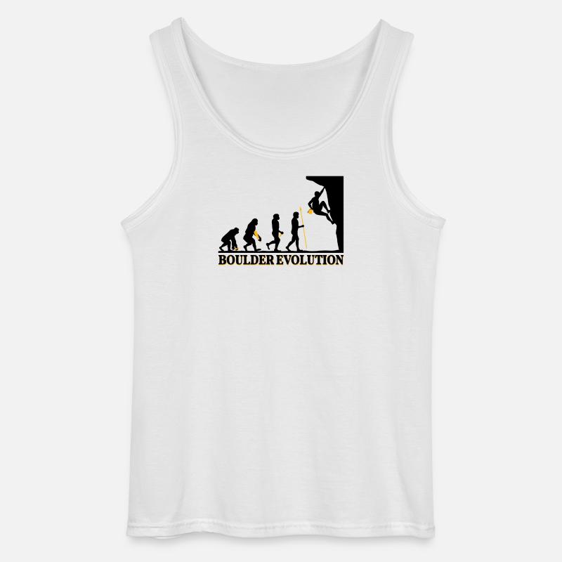 Boulder Evolution Klettern Bergsteigen Spruch - Gildan Männer Tank Top - Weiß
