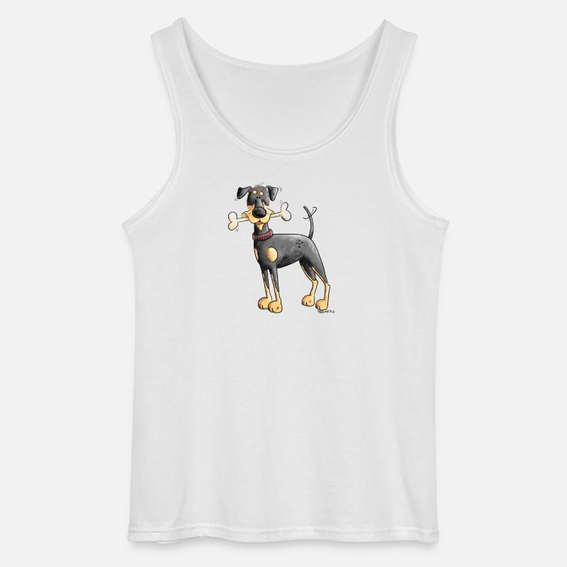 Dobermann Oder Pinscher mit Knochen - Gildan Männer Tank Top - Weiß