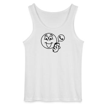 Stick tête avec un téléphone et texte pop-up berich - Débardeur Gildan Homme - blanc - Devant - AI Model Male 185 dark (185cm)