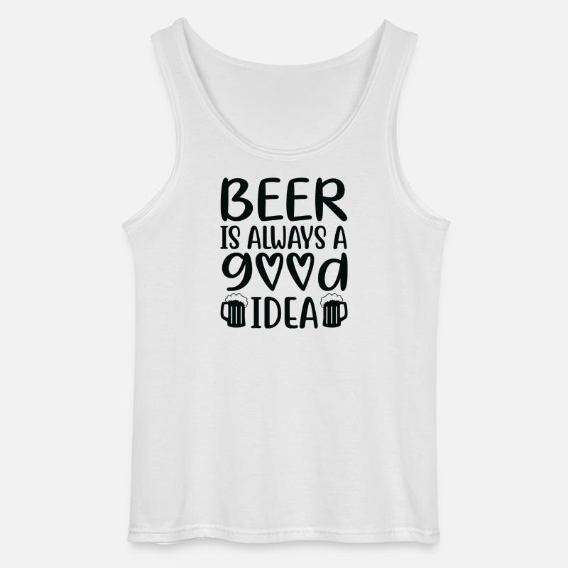 Beer Is Always Good Idea Spruch - Gildan Männer Tank Top - Weiß