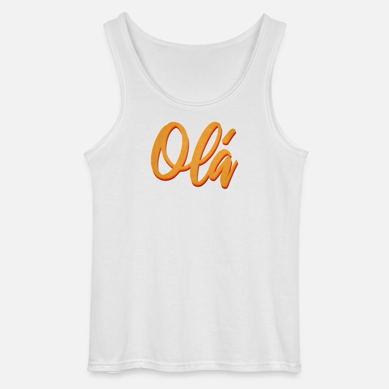 Olá Orange Script Tee - Gildan Männer Tank Top - Weiß
