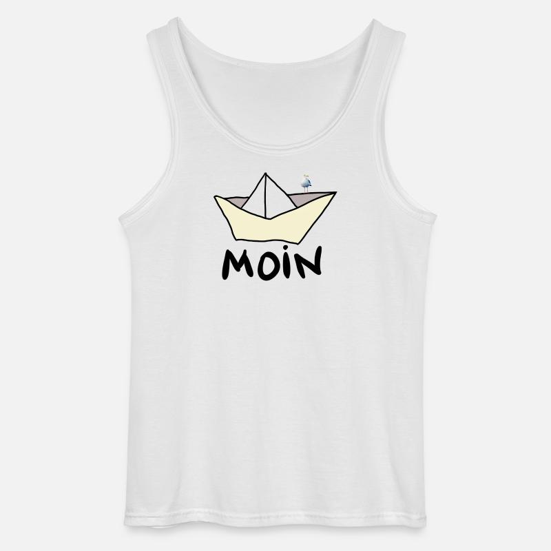 Papierboot am Strand mit Möwe - Gildan Männer Tank Top - Weiß