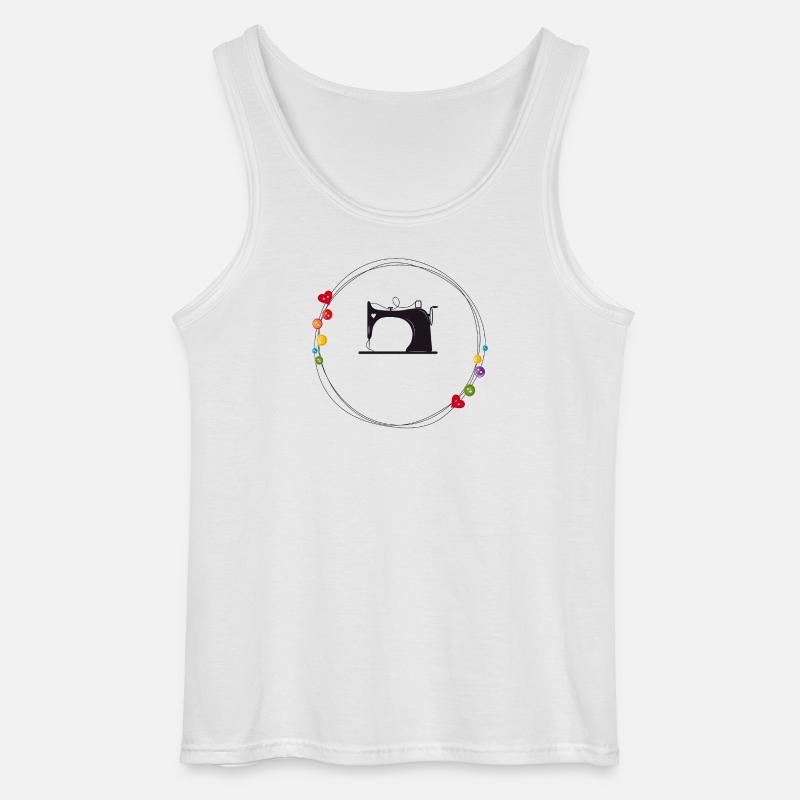 nostalgisch stilisierte Nähmaschine mit Knöpfe - Gildan Männer Tank Top - Weiß