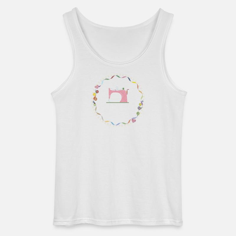 nostalgisch bunte Nähmaschine mit Knöpfe - Gildan Männer Tank Top - Weiß