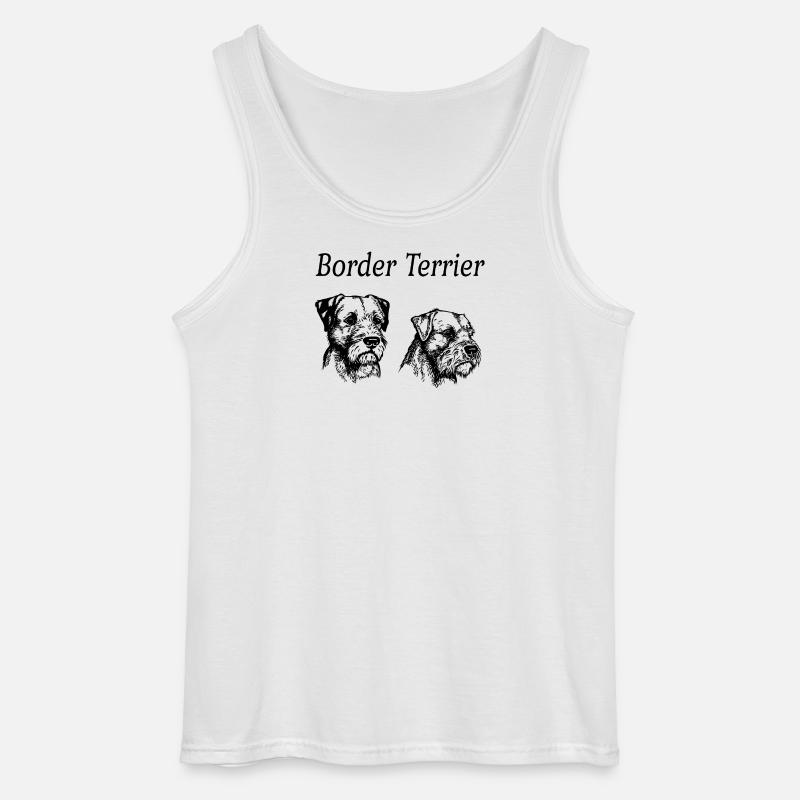 Border Terrier Doppelportrait - Gildan Männer Tank Top - Weiß