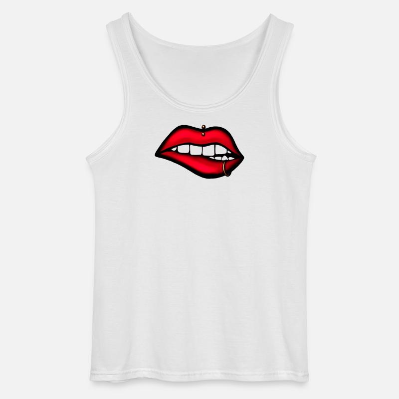 Lippen mit Piercing – Ästhetisches Design - Gildan Männer Tank Top - Weiß