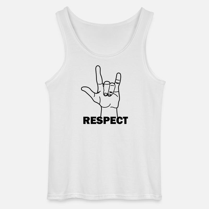 Hand gesture respect with text RESPECT - Gildan Men’s Tank Top - white