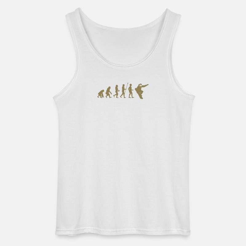 Snowboarder Evolution Gift Idea - Gildan Men’s Tank Top - white
