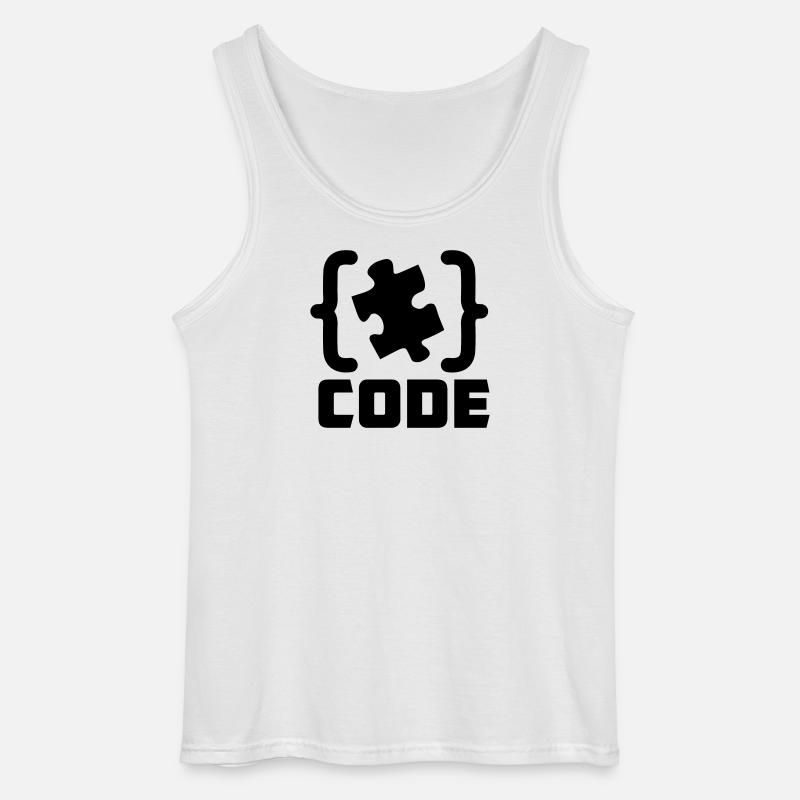 programmer Code puzzle piece solving - Gildan Men’s Tank Top - white