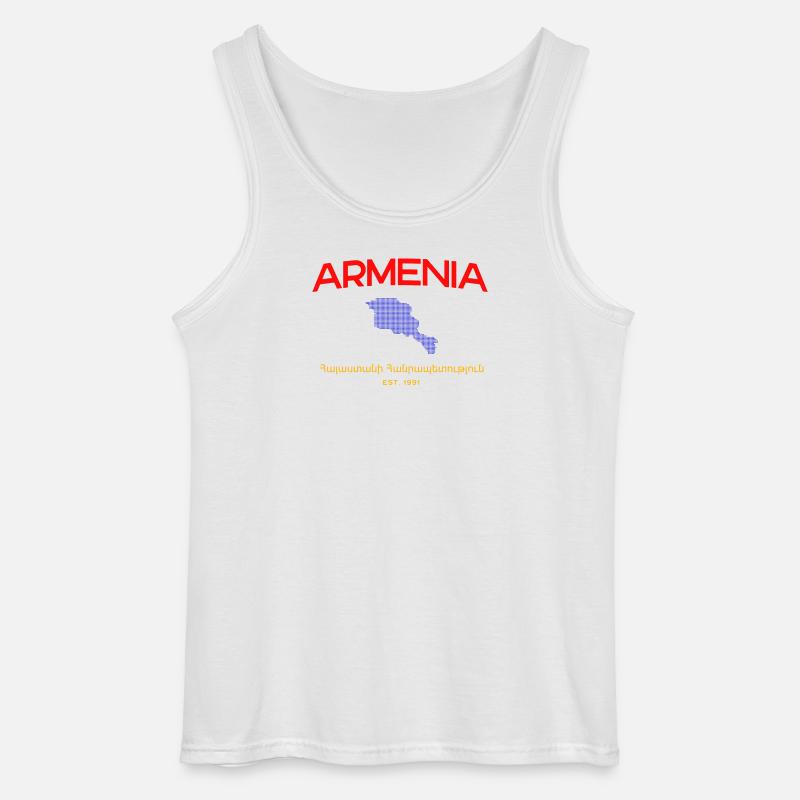 Armenia Map Script Emblem - Gildan Männer Tank Top - Weiß