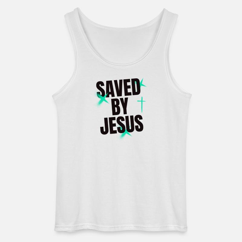 Saved by Jesus - Gildan Männer Tank Top - Weiß