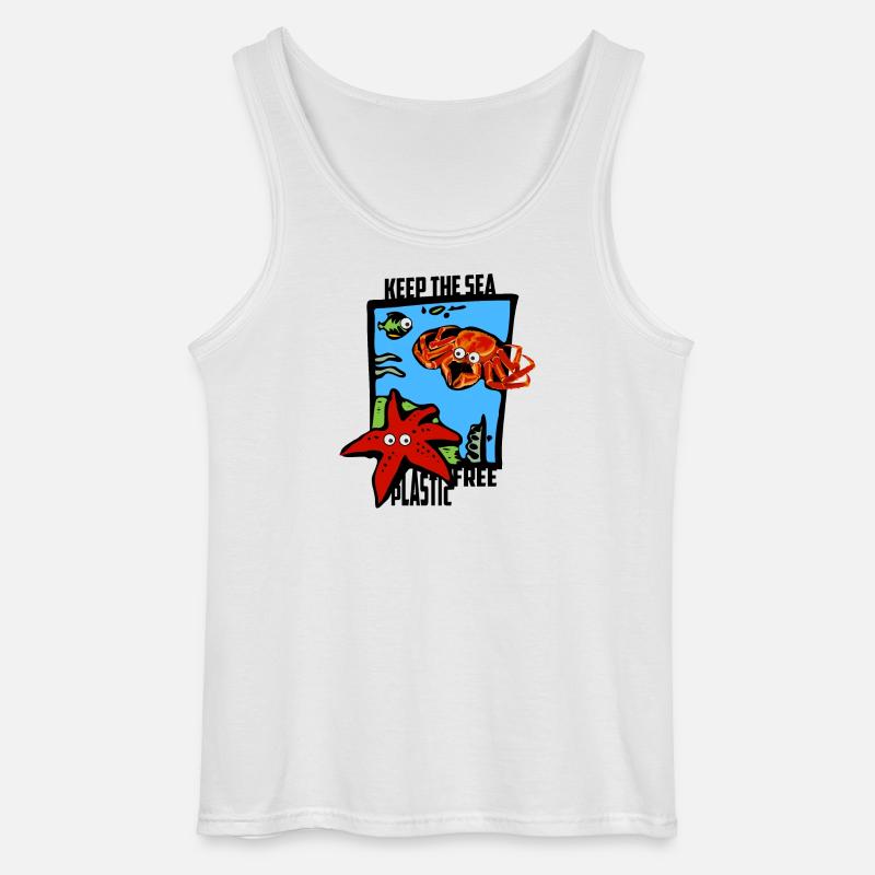 Halte das Meer Plastikfrei - Gildan Männer Tank Top - Weiß